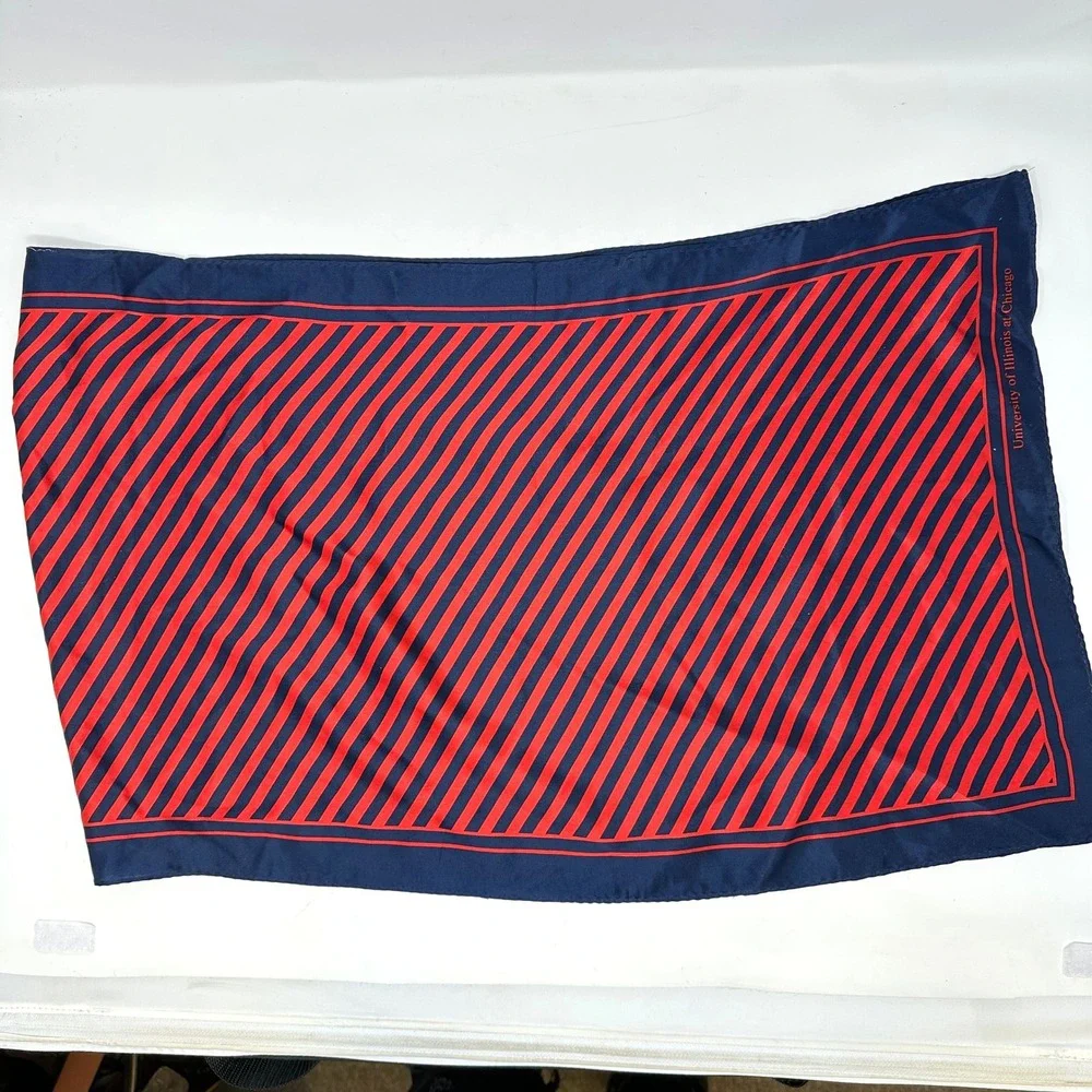 University of‎ Illinois at Chicago Striped Silk Scarf Red Navy 15 x 47